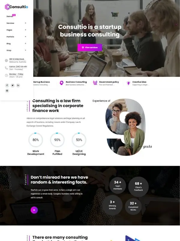 Consulting startup website design