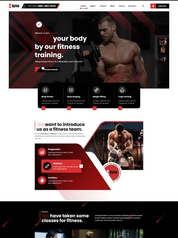 Gym fitness wordpress website design 2