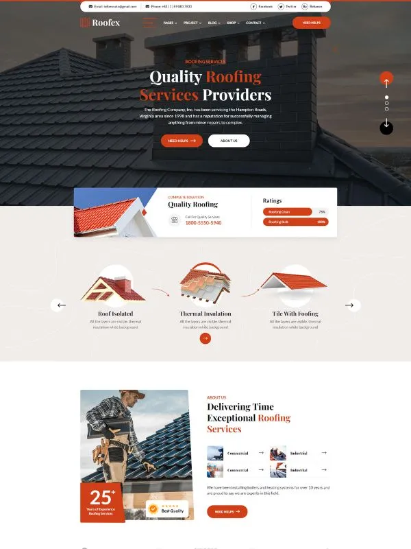 Roofer website design 2
